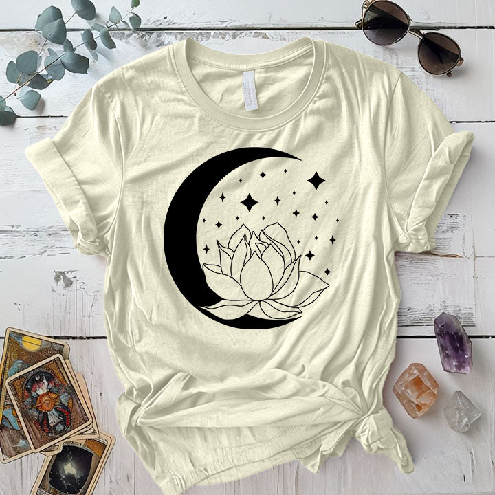 Lotus Moon T Shirt Natural Mockup