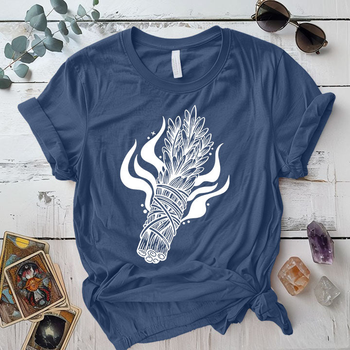Sage T Shirt Indigo Blue Mockup