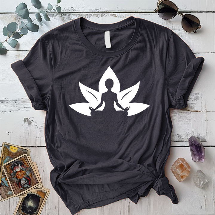 Lotus Meditation T Shirt Dark Heather Grey Mockup