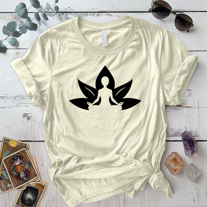 Lotus Meditation T Shirt Natural Mockup