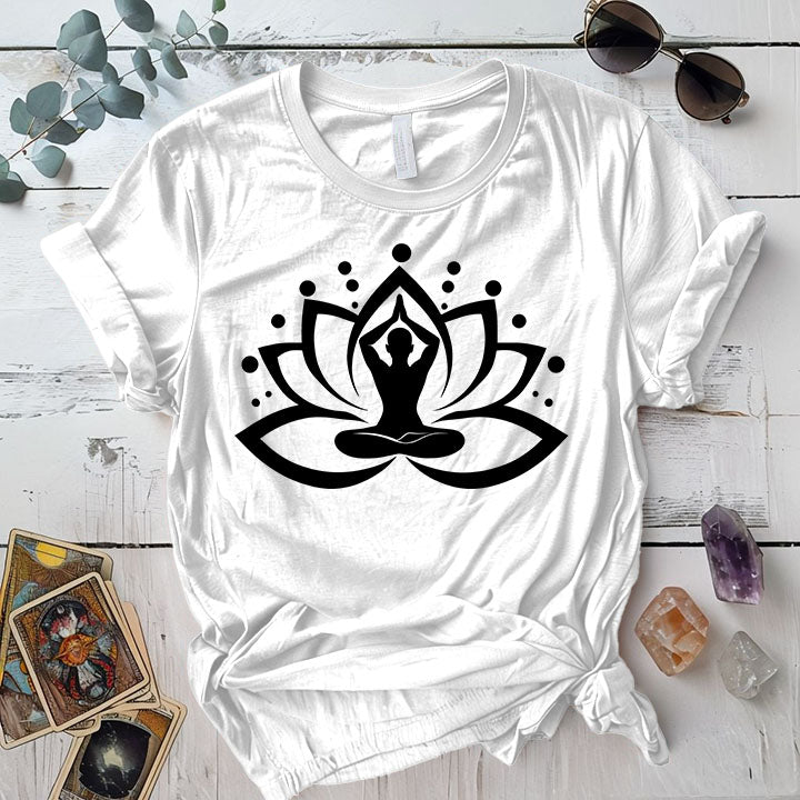 Male Yoga Symbol T Shirt White Mockup