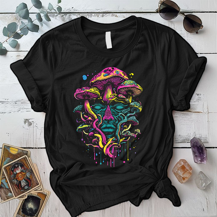 Mushroom Face T Shirt Black Mockup
