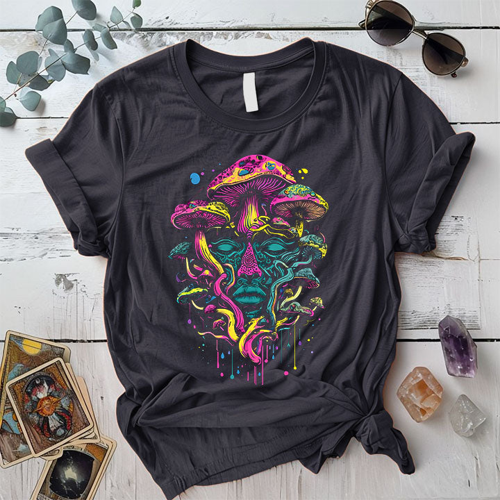 Mushroom Face T Shirt Dark Heather Grey Mockup