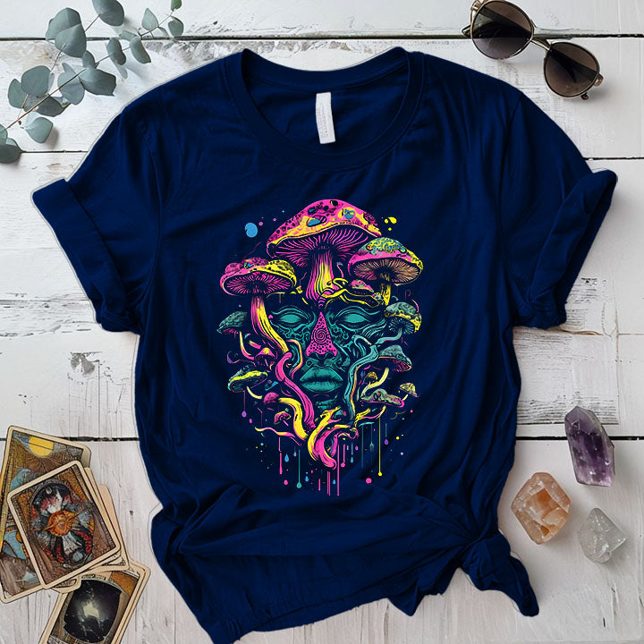 Mushroom Face T Shirt Navy Mockup