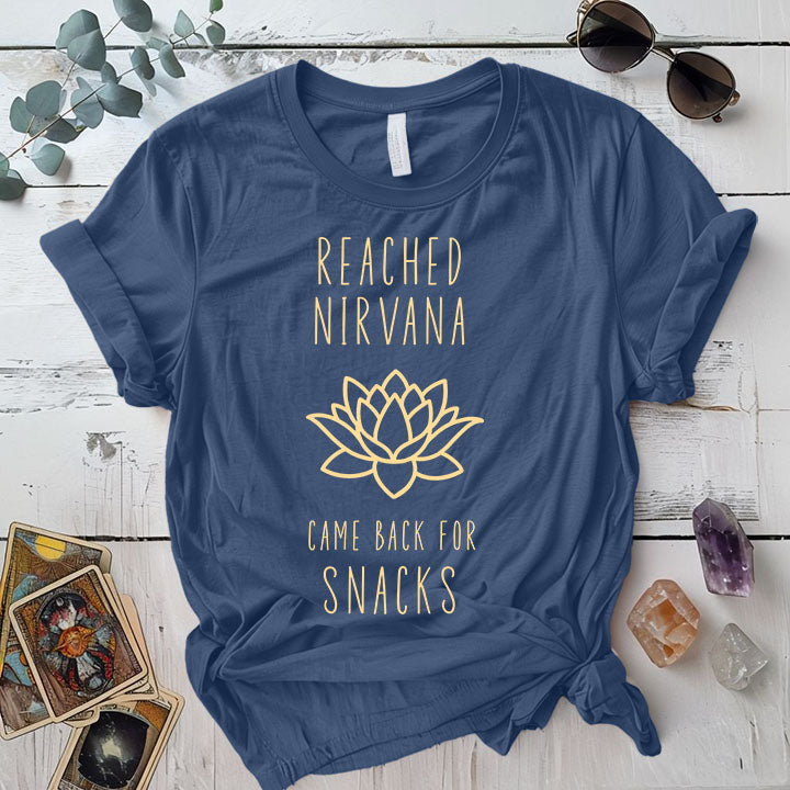 Reached Nirvana T Shirt Indigo Blue Mockup