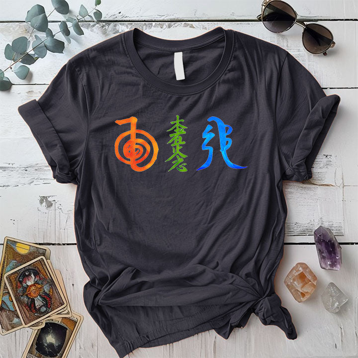 Reiki Three Symbols T Shirt Dark Heather Grey Mockup