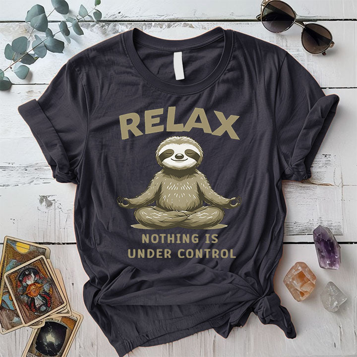 Sloth Nothing Is Under Control T Shirt Dark Heather Grey Mockup
