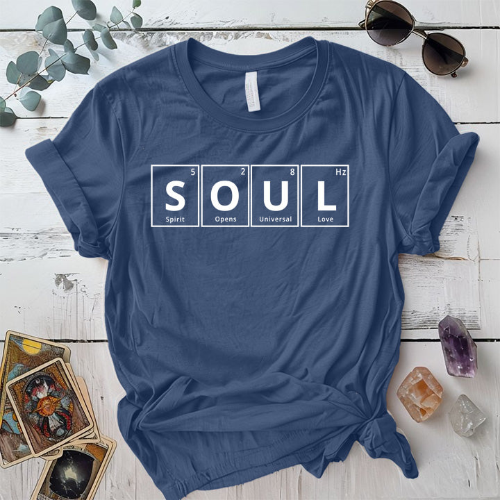 Soul Periodic Table T Shirt Indigo Blue Mockup