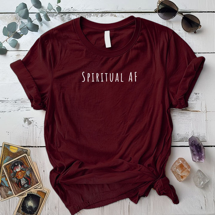 Spiritual Af T Shirt Maroon Mockup