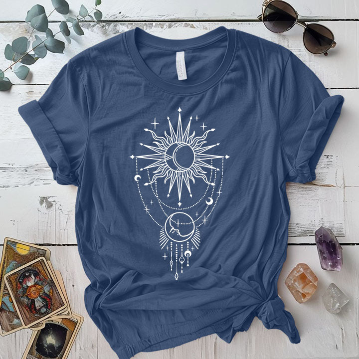 Sun Moon Windcatcher T Shirt Indigo Blue Mockup