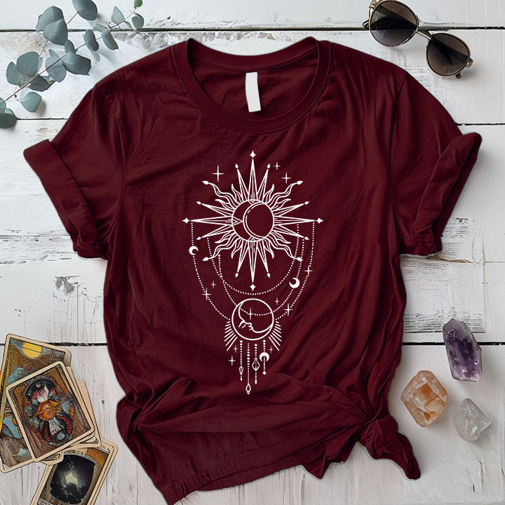 Sun Moon Windcatcher T Shirt Maroon Mockup