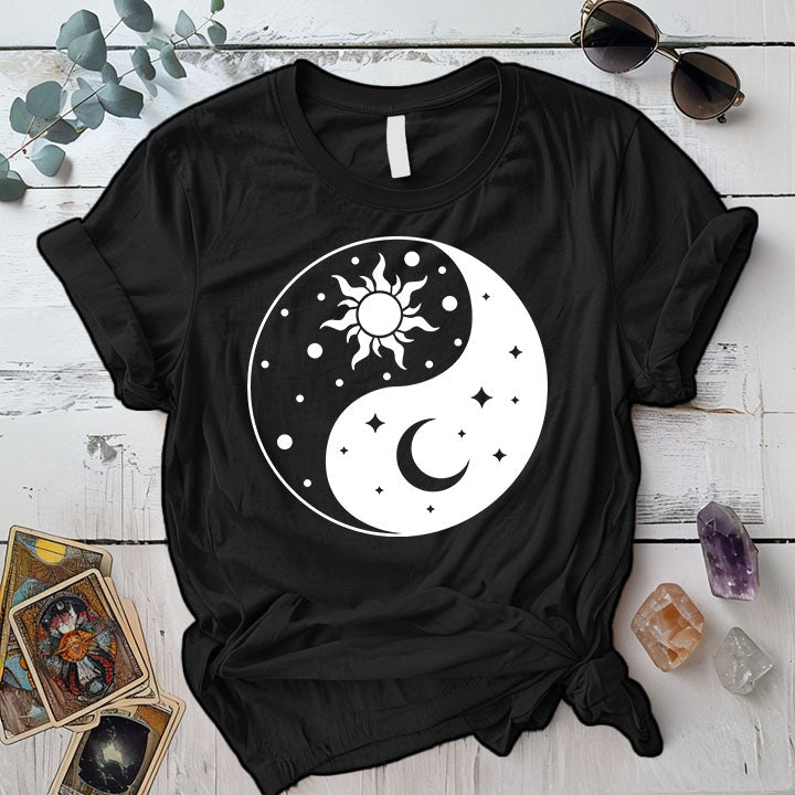 Sun Moon Ying Yang T Shirt Black Mockup