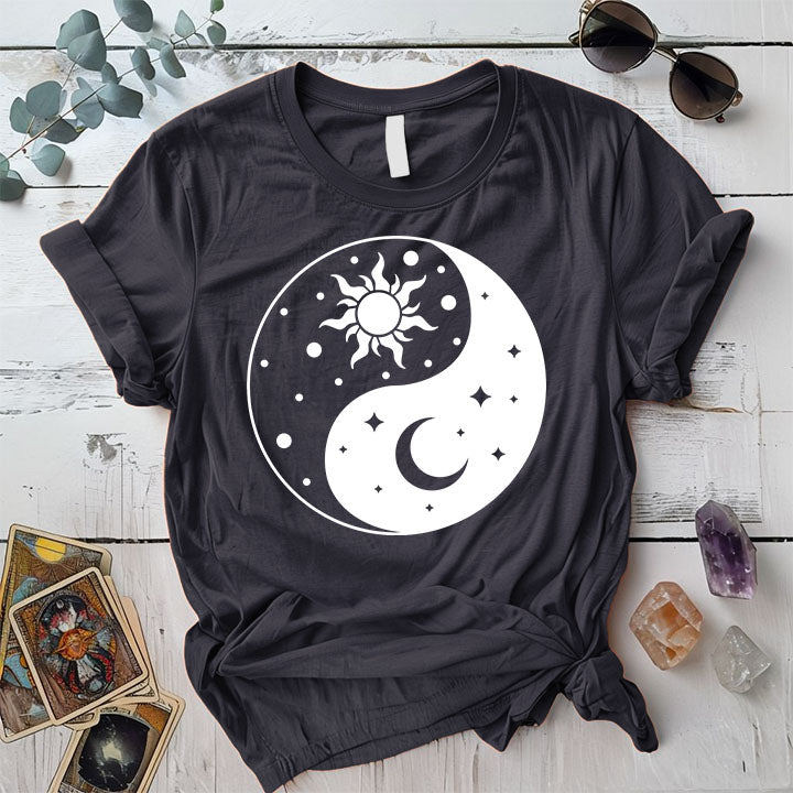 Sun Moon Ying Yang T Shirt Dark Heather Grey Mockup