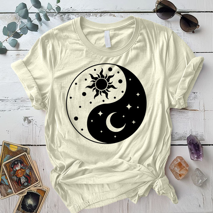 Sun Moon Ying Yang T Shirt Natural Mockup