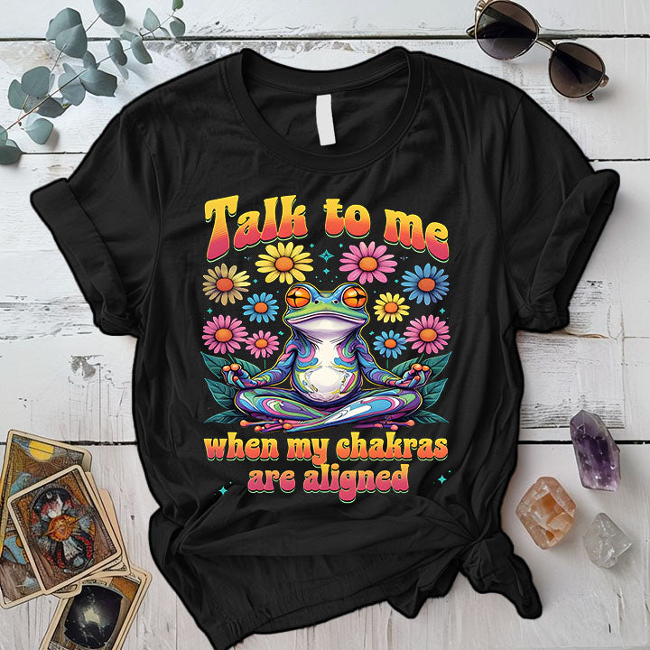 Talk To Me Chakra Frog T Shirt Black Mockup