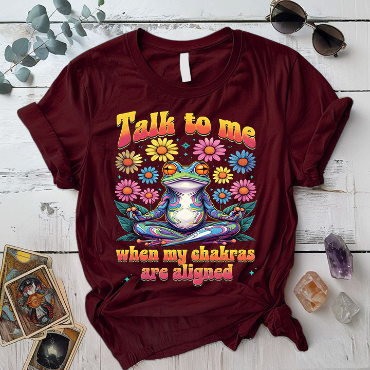 Talk To Me Chakra Frog T Shirt Maroon Mockup