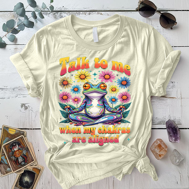 Talk To Me Chakra Frog T Shirt Natural Mockup