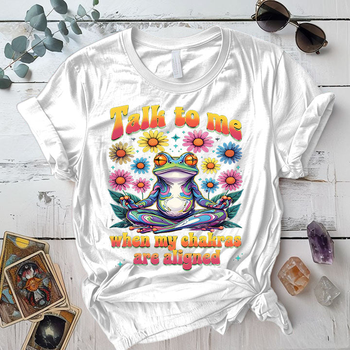 Talk To Me Chakra Frog T Shirt White Mockup
