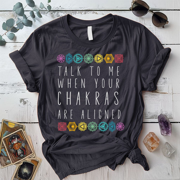 Talk To Me When Your Chakras Are Aligned T Shirt Dark Heather Grey Mockup