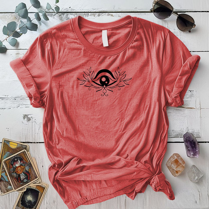 Third Eye Leafs T Shirt Coral Silk Mockup