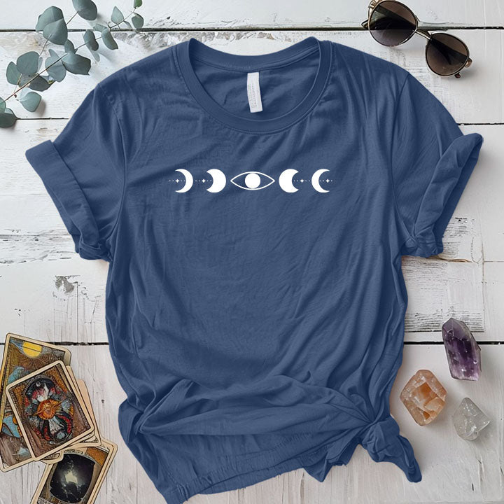 Third Eye Moon Phases T Shirt Indigo Blue Mockup