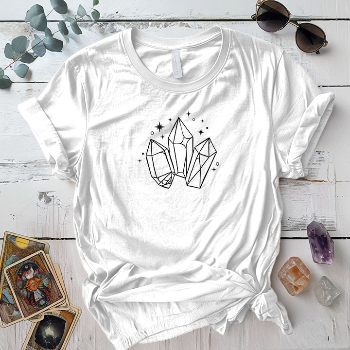 Three Crystals T Shirt White Mockup