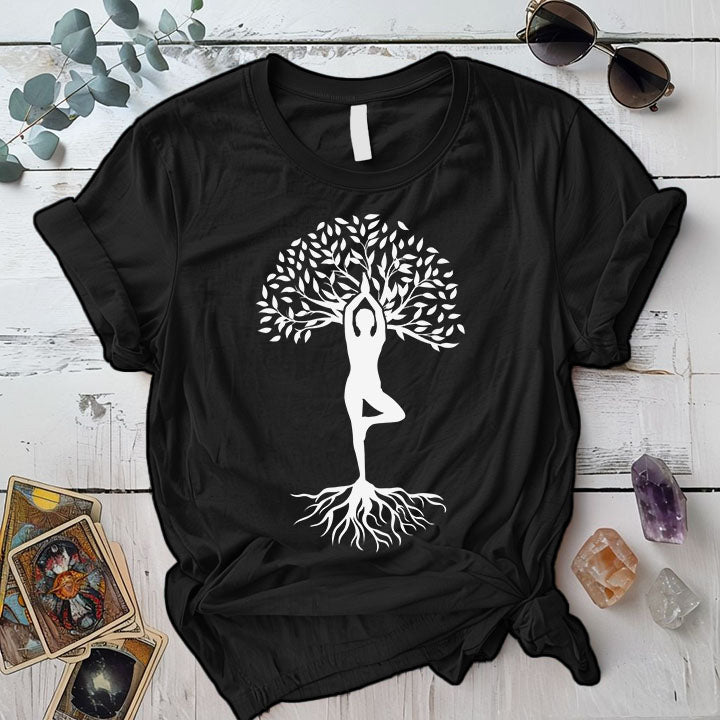 Tree Of Life Pose T Shirt Dark Heather Grey Mockup