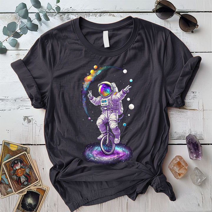 Unicycle Astronaut T Shirt Dark Heather Grey Mockup