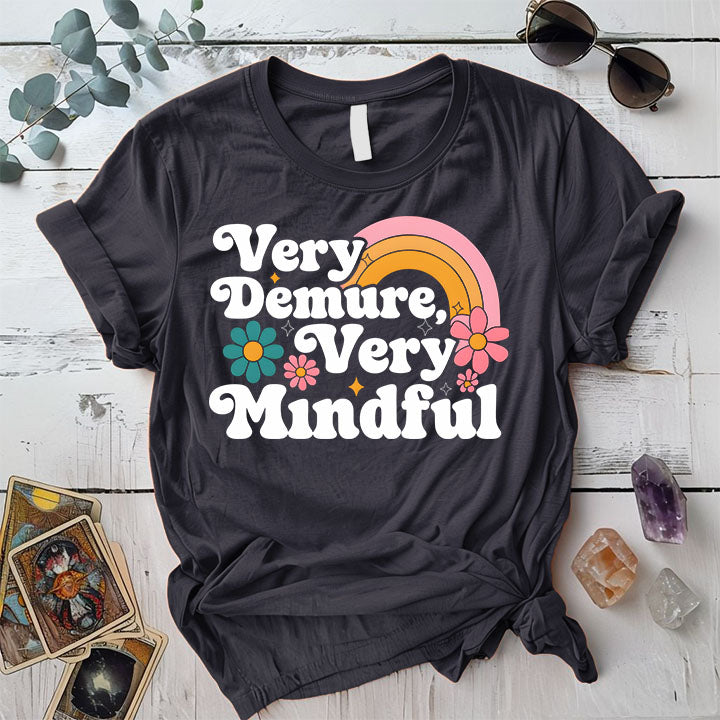 Very Demure Very Mindful T Shirt Dark Heather Grey Mockup