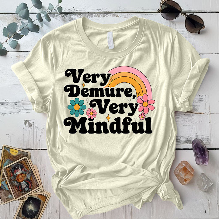 Very Demure Very Mindful T Shirt Natural Mockup