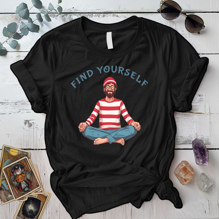 Waldo Find Yourself T Shirt Black Mockup