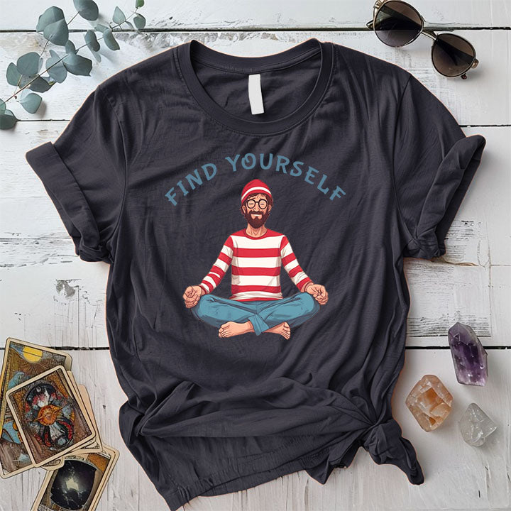 Waldo Find Yourself T Shirt Dark Heather Grey Mockup