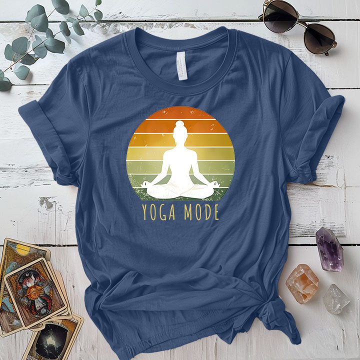 Yoga Mode T Shirt Indigo Blue Mockup