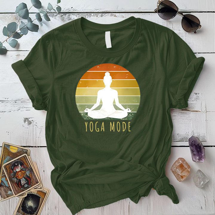 Yoga Mode T Shirt Military Green Mockup