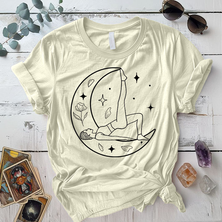 Yoga Moon T Shirt Natural Mockup