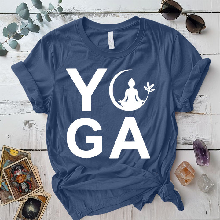 Yoga T-Shirt Mockup Indigo Blue