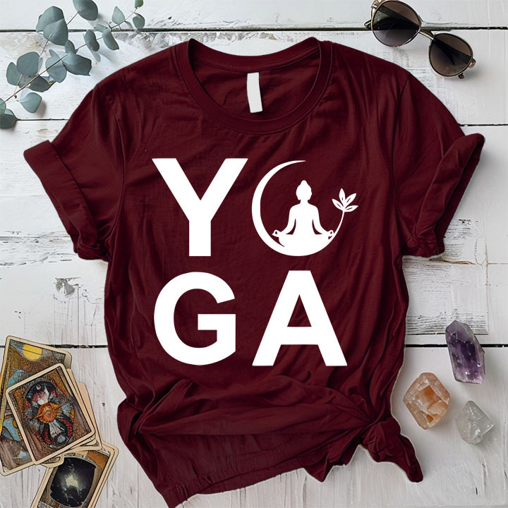 Yoga T-Shirt Mockup Maroon
