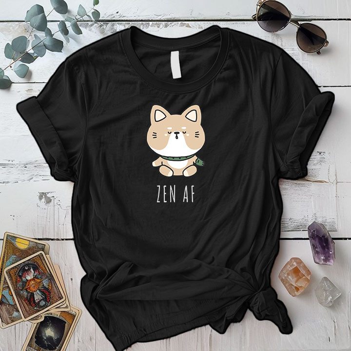 Zen Cat T Shirt Black Mockup
