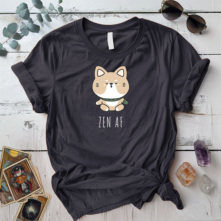 Zen Cat T Shirt Dark Heather Grey Mockup
