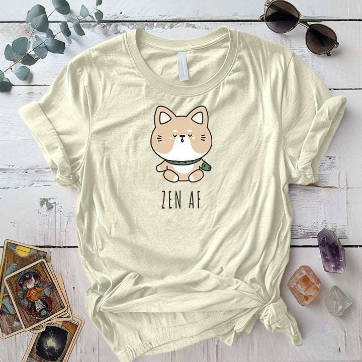 Zen Cat T Shirt Natural Mockup