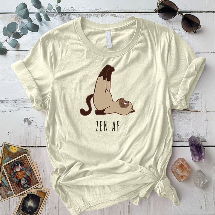 Zen Yoga Cat T Shirt White Mockup