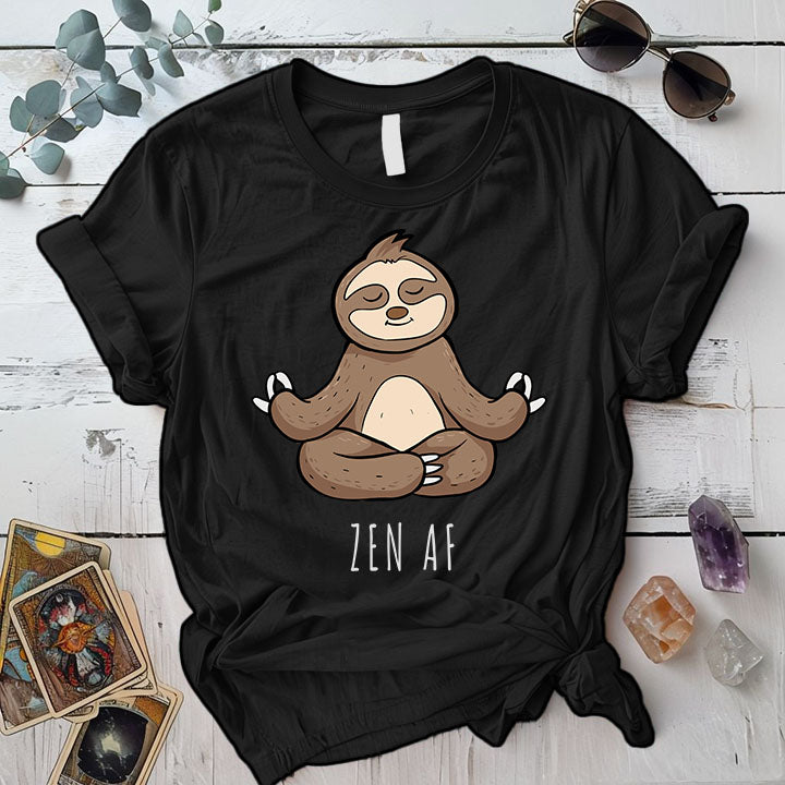 Zen Af Sloth T Shirt Black Mockup