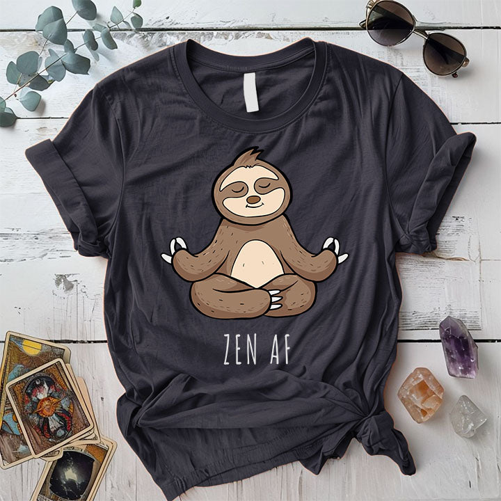 Zen Af Sloth T Shirt Dark Heather Grey Mockup