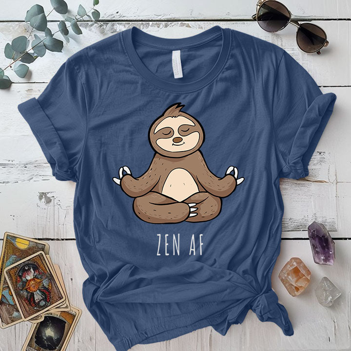 Zen Af Sloth T Shirt Indigo Blue Mockup