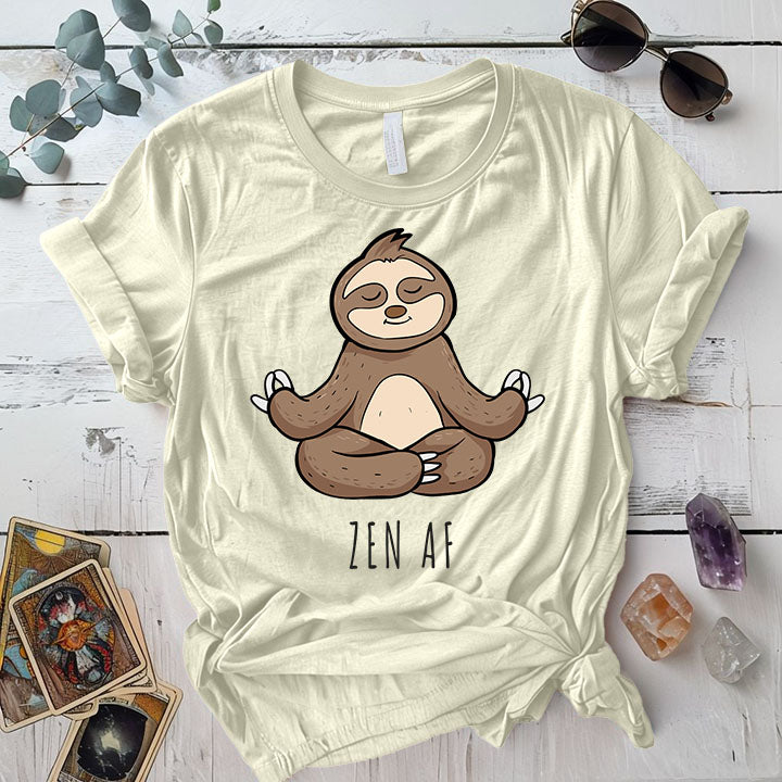 Zen Af Sloth T Shirt Natural Mockup