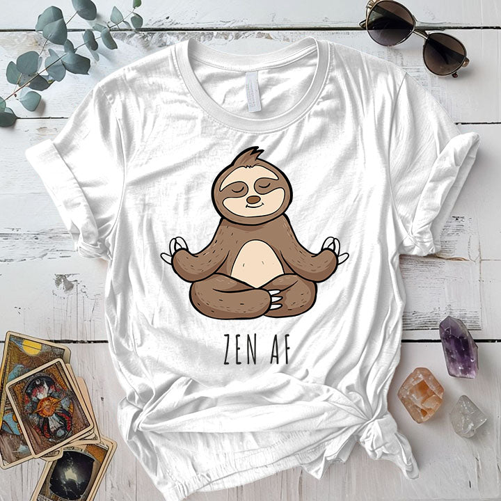 Zen Af Sloth T Shirt White Mockup