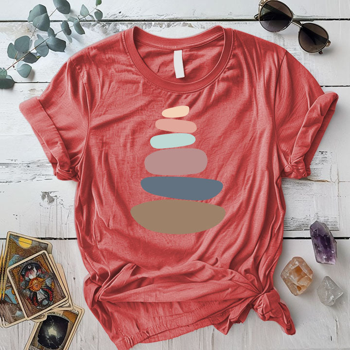 Zen Stones T Shirt Coral Silk Mockup