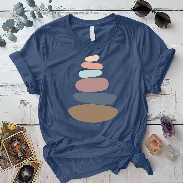 Zen Stones T Shirt Indigo Blue Mockup