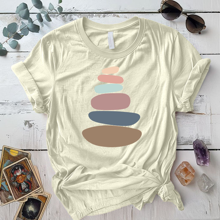 Zen Stones T Shirt Natural Mockup