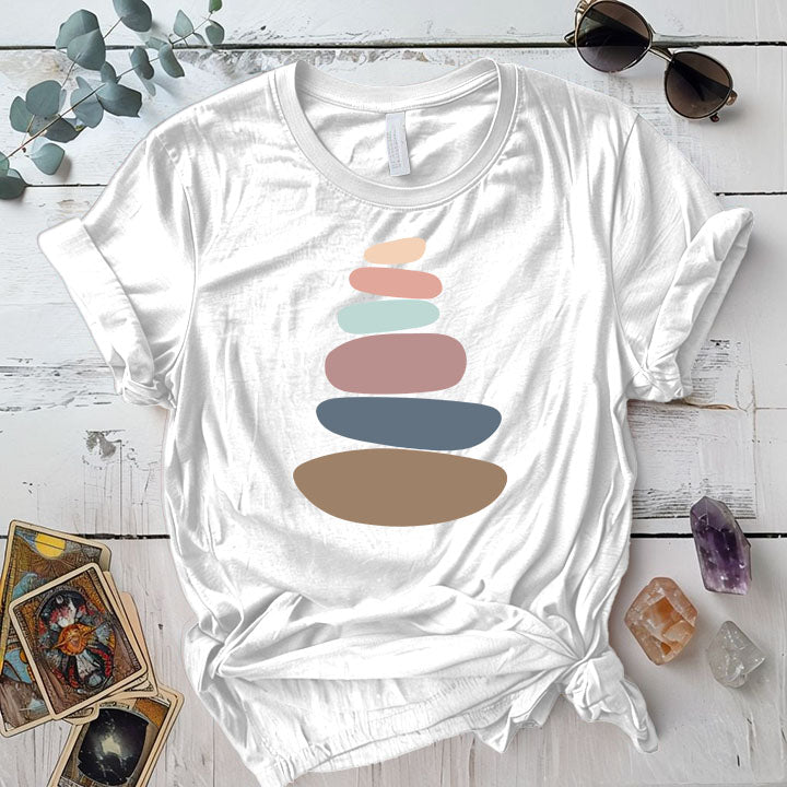 Zen Stones T Shirt White Mockup